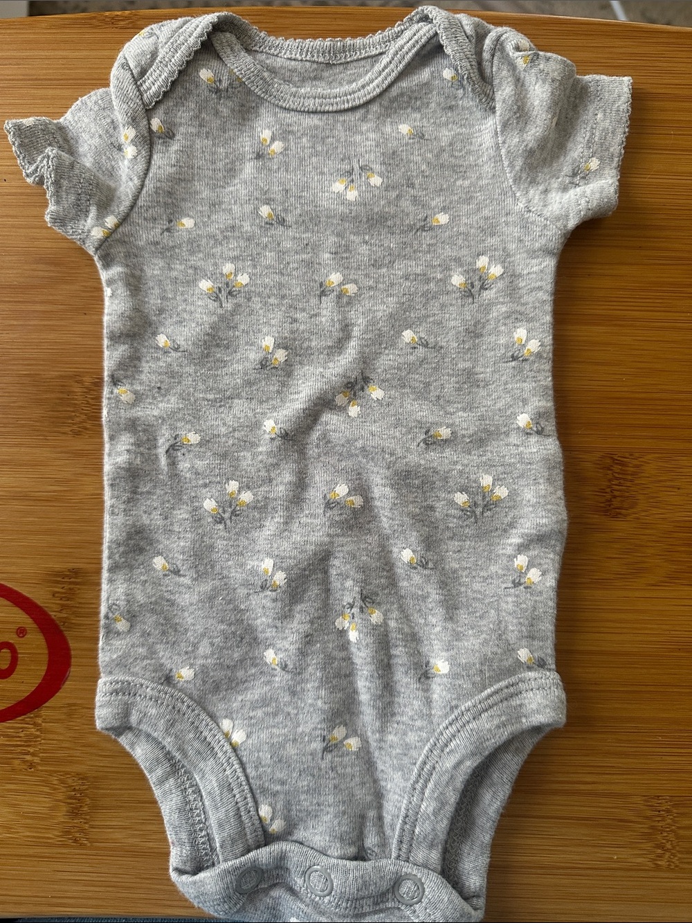 child of mine Gray Floral Ruffle-Sleeve One-Piece Bodysuit